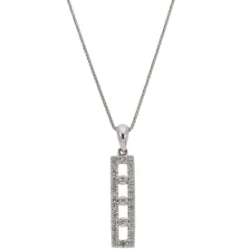 14K White Gold Elongated Diamond Pendant Necklace