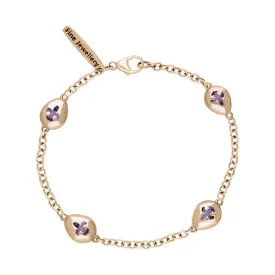 18ct Rose Gold Blue John Oval Fleur De Lis Detail Four Stone Bracelet