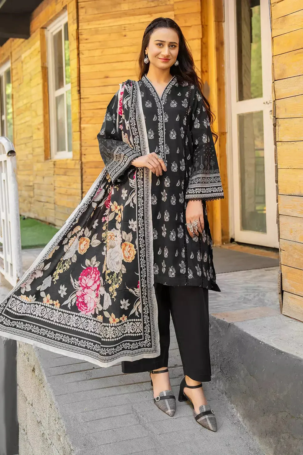 3PC Printed Unstitched Lawn Suit KLA-2798