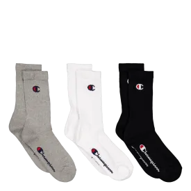 3pk Crew Socks Gray Melange Light