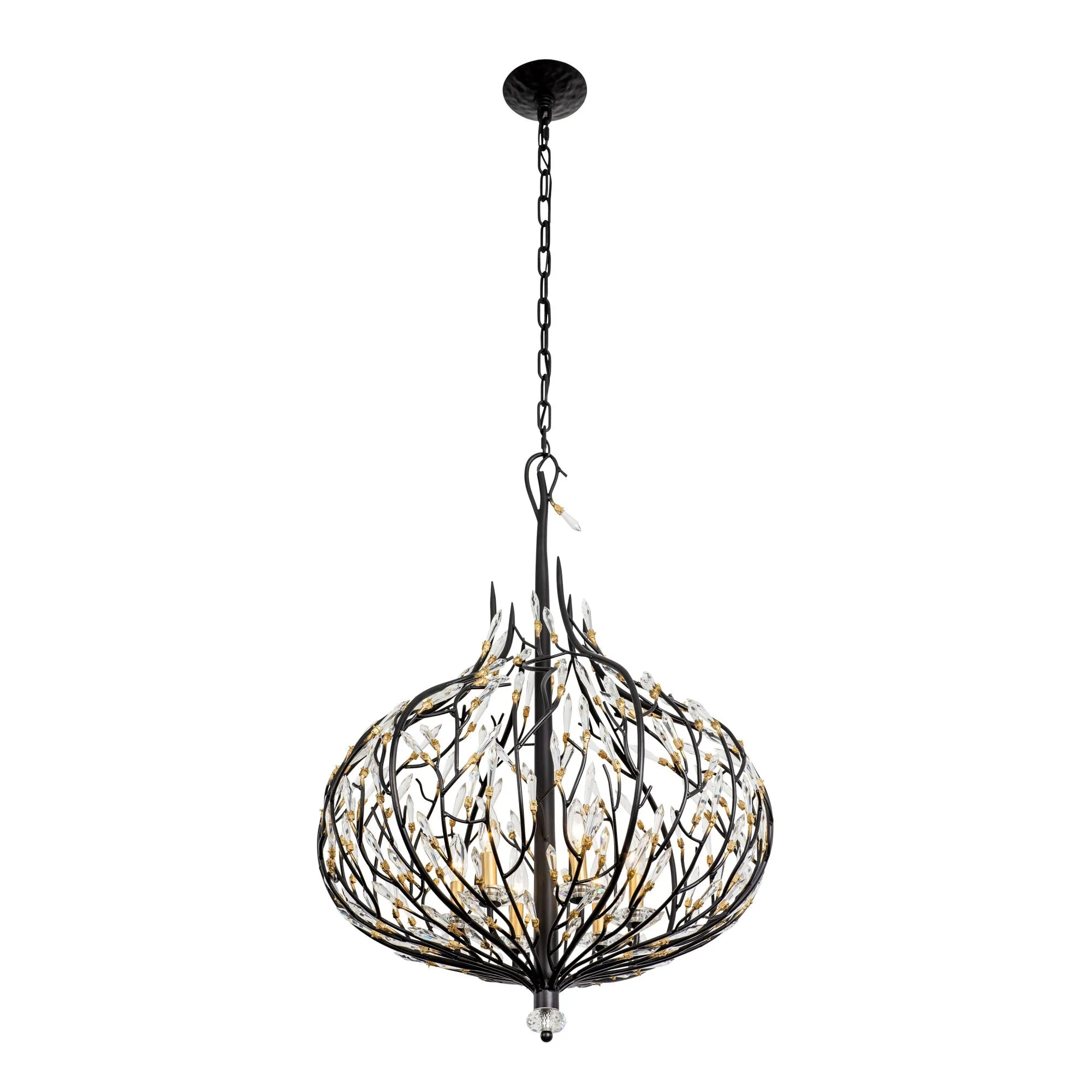 Bask 271P06MBFG 6-Light Crystal Pendant Light - Matte Black/French Gold