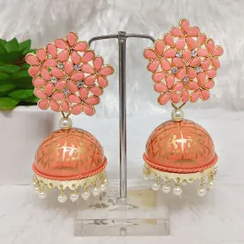 Bhavi Jewels Gold Plated Kundan Stone Jhumkis Earrings