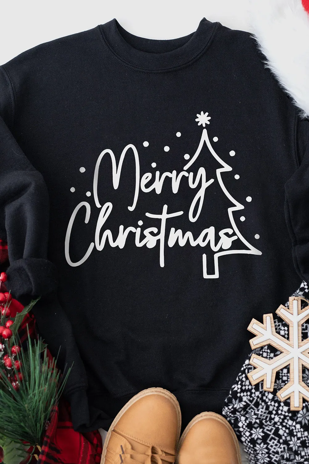 Black Christmas Tree Sketch Sweatshirt