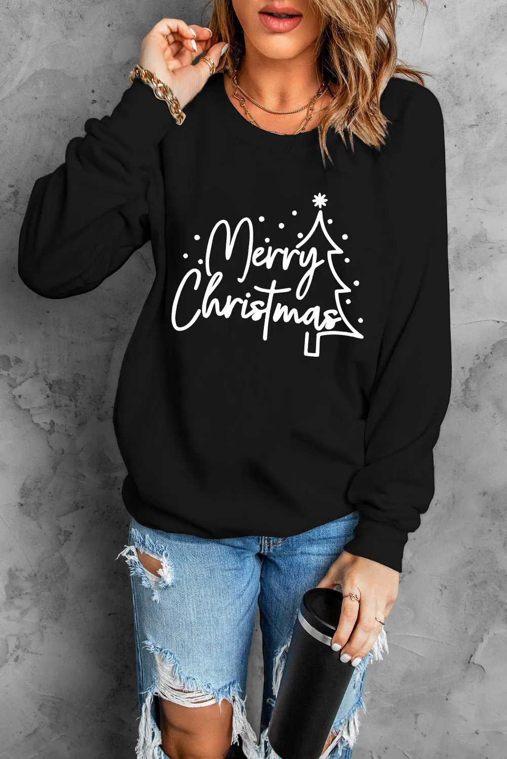 Black Christmas Tree Sketch Sweatshirt