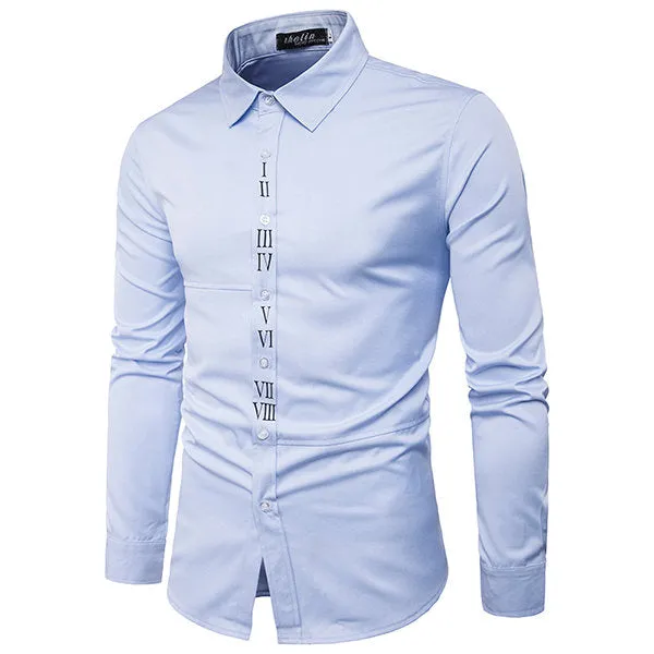 Designer Dress Shirt for Men Slim Fit Letter Printing Bussiness Casual