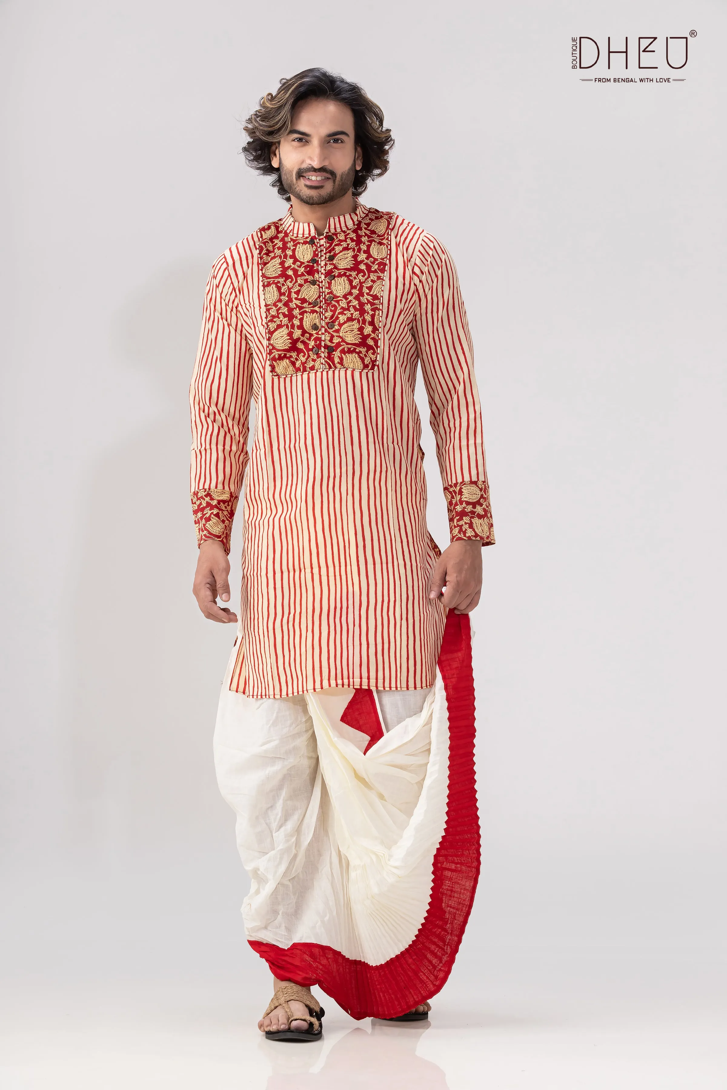 Dheu Exclusive Designer Kurta Dhoti(Optional) Set