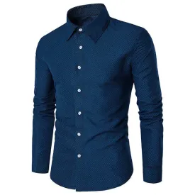 Dot Long Sleeve Plus Size Shirt for Men Bussiness Casual Solid Color Cotton