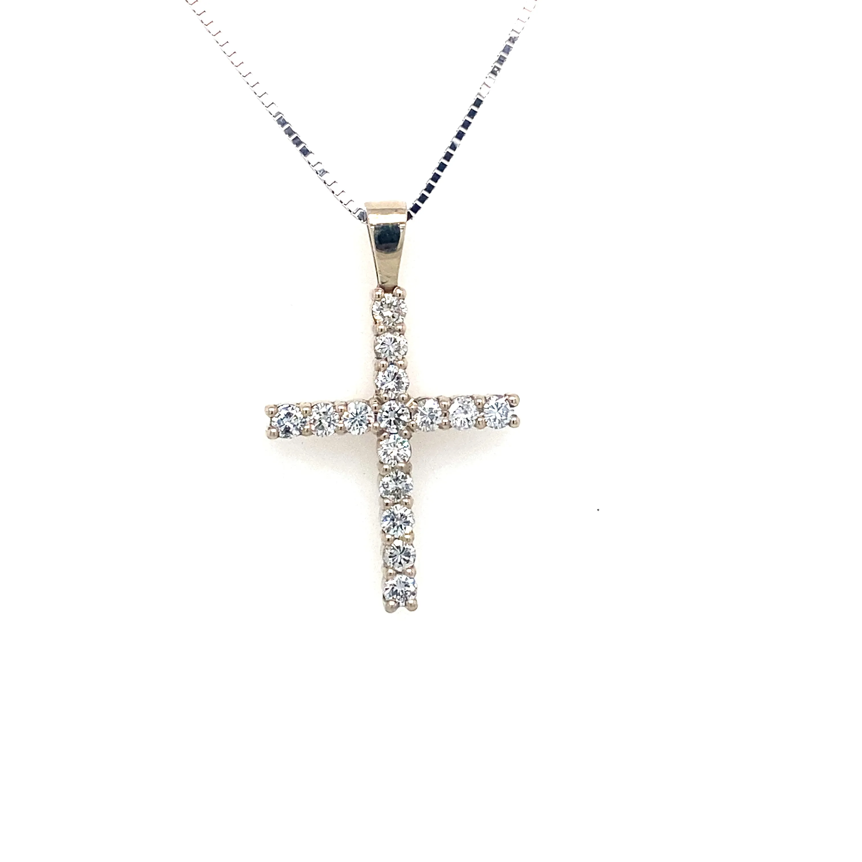 Fifteen Round Diamond Cross Pendant