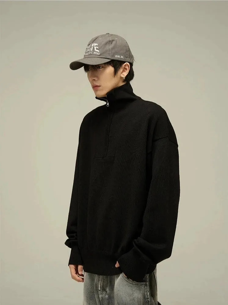 Half-Zip Collared Sweatshirt Pullover