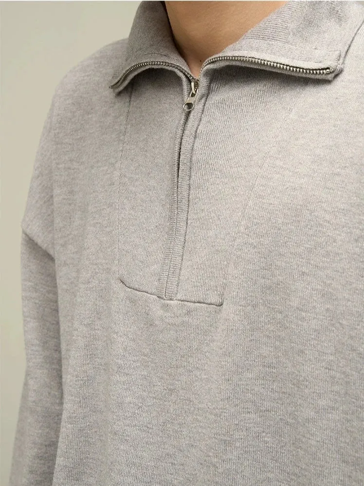 Half-Zip Collared Sweatshirt Pullover