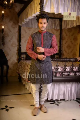 Mens Khadi Fabric Kurta - Traditional Indian Ethnic Wear