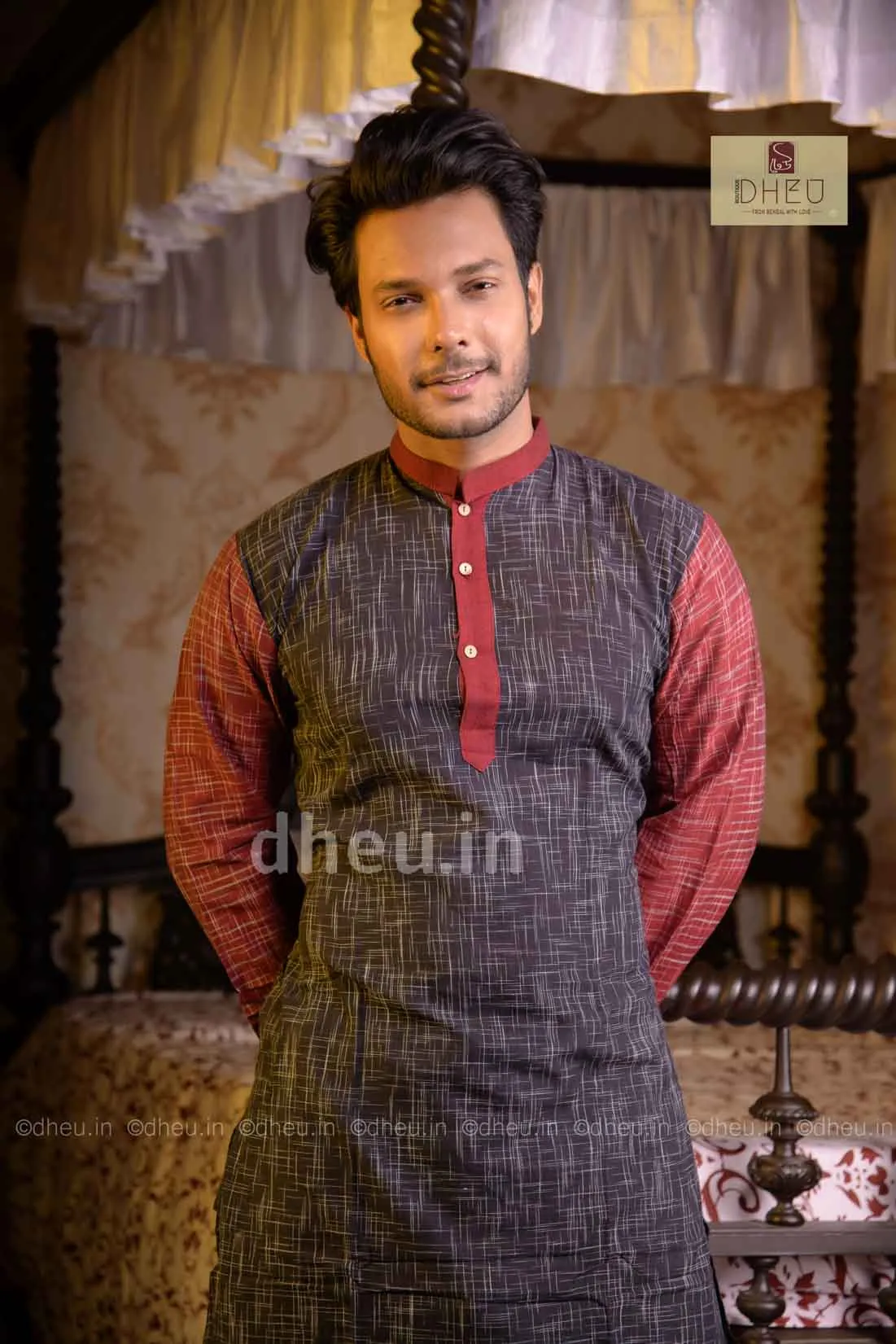 Mens Khadi Fabric Kurta - Traditional Indian Ethnic Wear