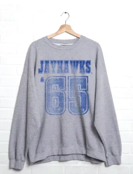 KU Jayhawks Player Ash Gray Thrifted Sweatshirt