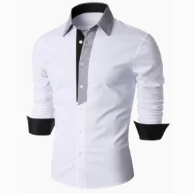 Long Sleeve Designer Shirts for Men Business Casual Solid Color Turn-Down Slim Fit