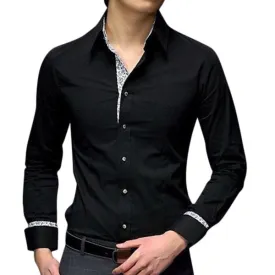 Long Sleeve Solid Color Designer Dress Shirt for Men Slim Fit Business Casual