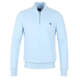 Paul Smith Half Zip Sweat Top in Sky Blue