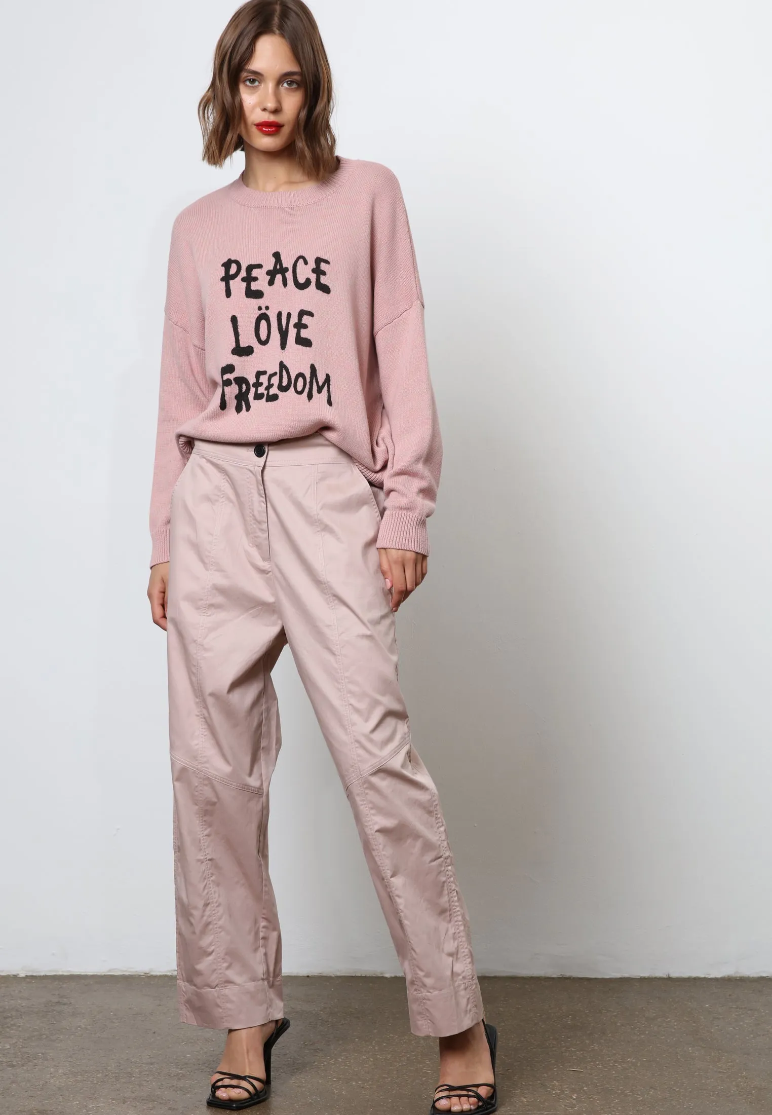 PEACE JUMPER DUSTY PINK & WHITE