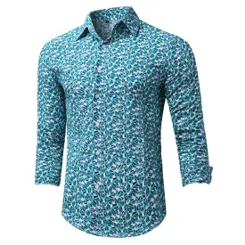 Plus Size Designer Dress Shirt for Men Long Sleeves Slim Fit Turn Down Collar Printing