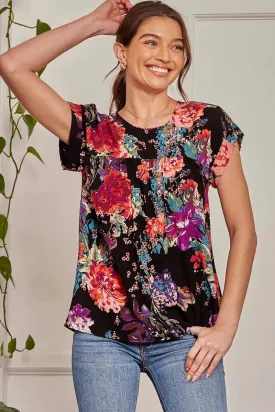 Printed Round Neck Top 1-158-3P