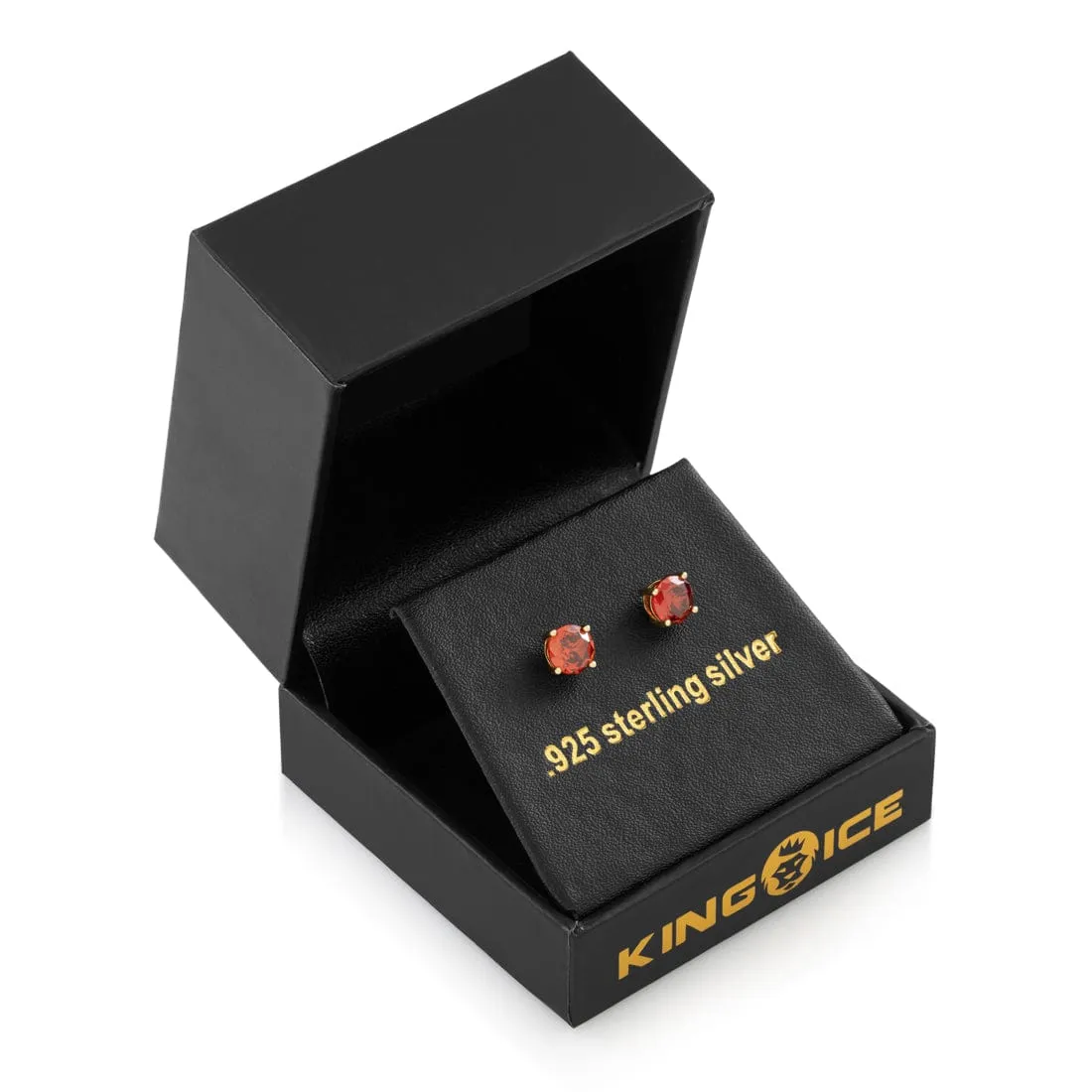 Red Brilliant-Cut Stud Earrings