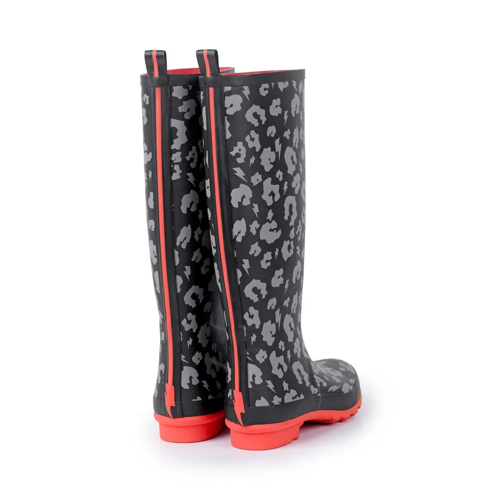 SUPERCHARGED ADULTS LEOPARD AND LIGHTNING BOLT PRINT WELLIES