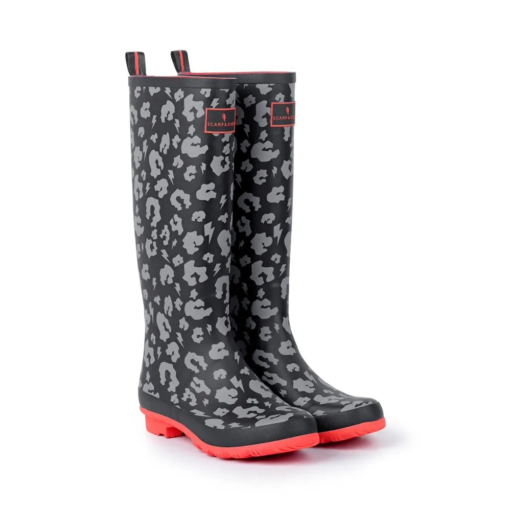 SUPERCHARGED ADULTS LEOPARD AND LIGHTNING BOLT PRINT WELLIES